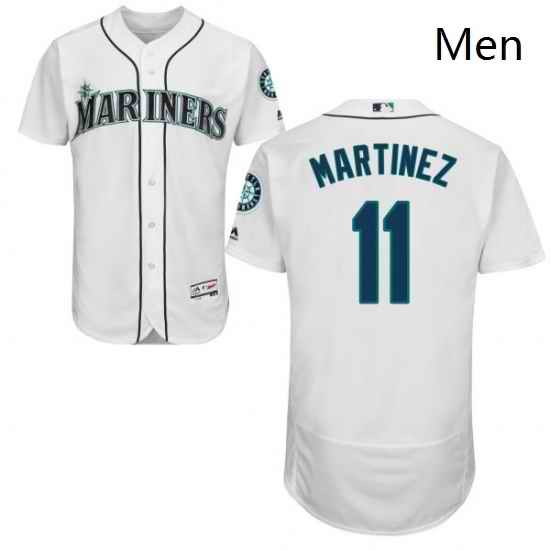 Mens Majestic Seattle Mariners 11 Edgar Martinez White Flexbase Authentic Collection MLB Jersey